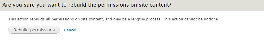 screenshot of rebuild permissions page