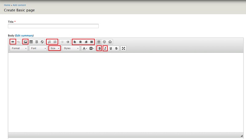 screenshot showing top half of create basic page