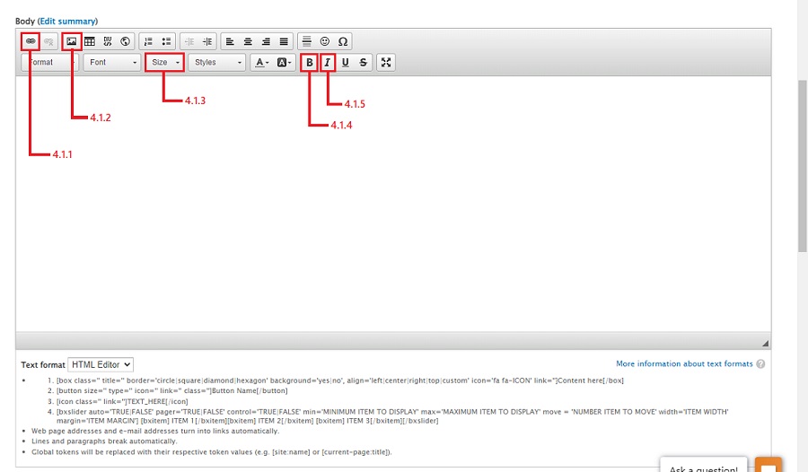 screenshot of the editor and ribbon icons