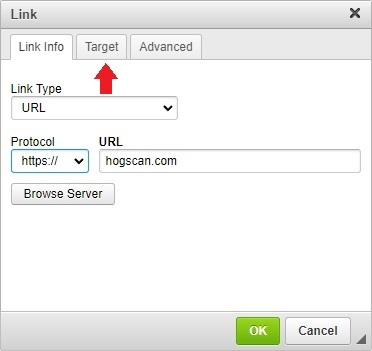 screenshot showing location of target tab