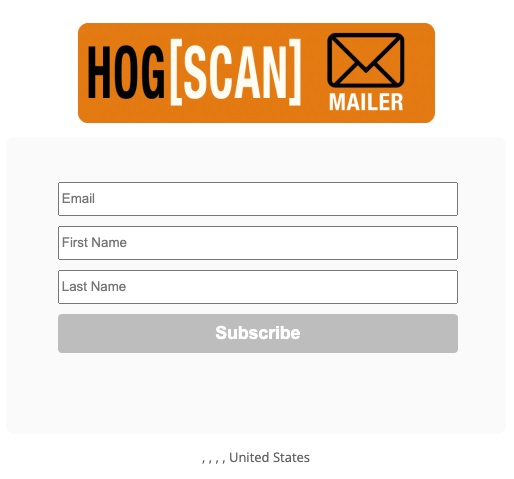 screenshot of mailer subscribe