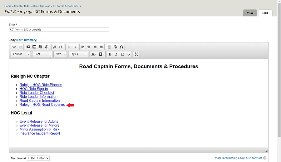 screenshot of editable forms and docs page